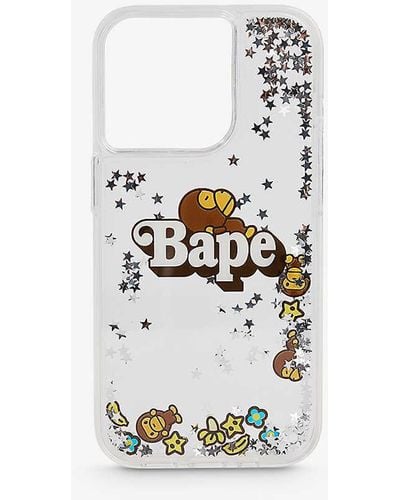 A Bathing Ape Baby Milo Glittered Iphone 15 Pro Max Case - White