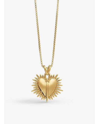 Rachel Jackson Electric Rays Deco Heart Chain Yellow- Plated Necklace - Metallic