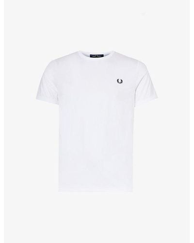 Fred Perry Ringer Logo-embroidered Cotton-jersey T-shirt - White