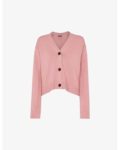 Whistles Nina Button-front Long-sleeve Cotton Cardigan - Pink