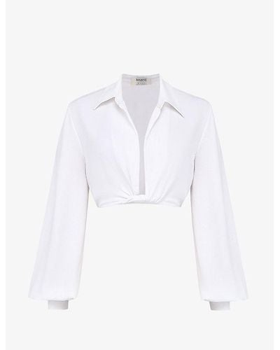 House Of Cb Palmer Tie-knot Cropped Woven Top - White