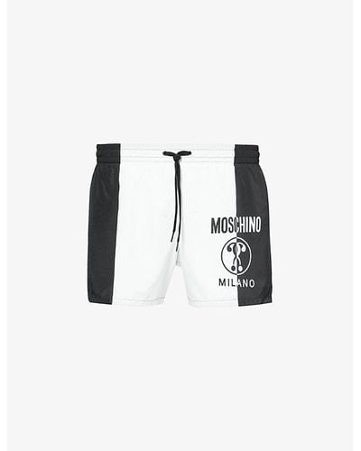 Moschino Branded-print Drawstring-waist Swim Short - White