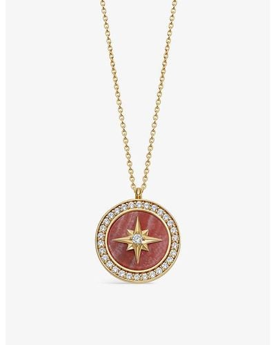 Astley Clarke Polaris Large 18ct Yellow Gold-plated Vermeil Sterling-silver And Rhodochrosite Locket Necklace - Metallic
