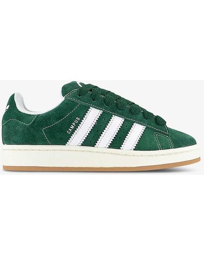 adidas Campus 00s Brand-stripe Low-top Suede Trainers - Green