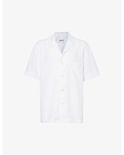 CDLP Camp-collar Straight-hem Relaxed-fit Woven Pajama Top - White