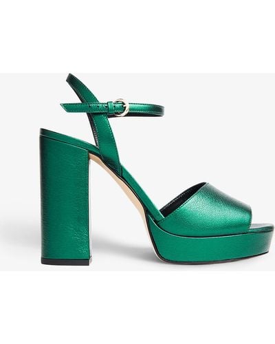 LK Bennett Solange Platform-heel Open-toe Leather Sandals - Green