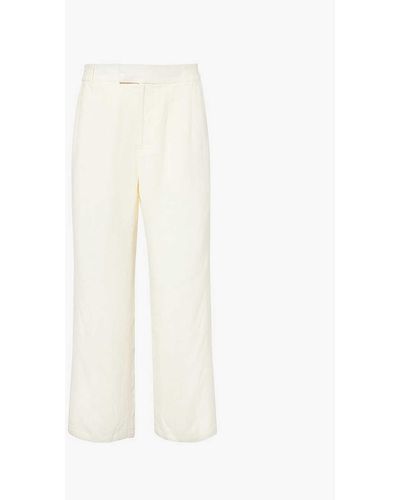 Represent X Duke + Dexter Resort Brand-embroidery Straight-leg High-rise Ramie Trousers - White