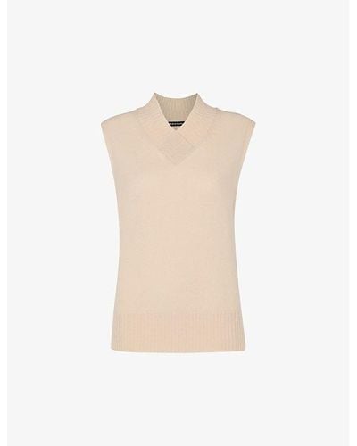 Whistles V-neck Relaxed-fit Wool Tank - White