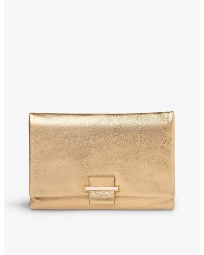 Whistles Alicia Metallic Leather Clutch - Natural