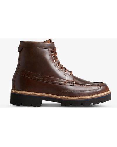 Ted Baker Jarrno Moccasin-style Leather Boots - Brown