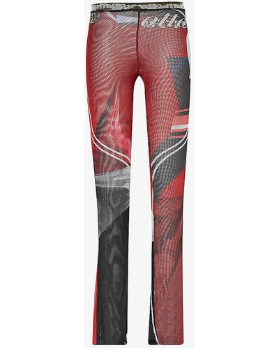 OTTOLINGER Slim-fit Straight-leg High-rise Stretch-recycled Polyester Trousers - Red