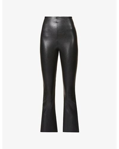 Commando Cropped Flared High-rise Faux-leather Trouser - Black