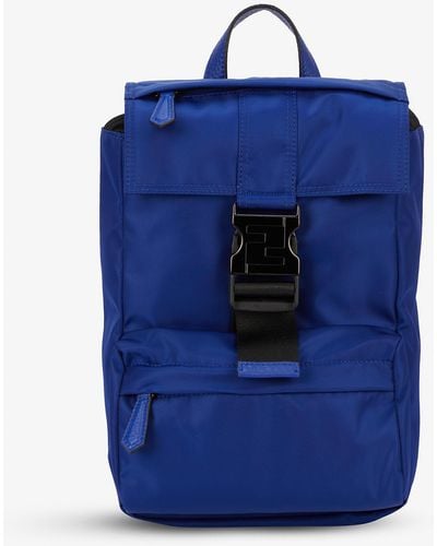 Fendi Baguette Mini Shell And Leather Backpack - Blue