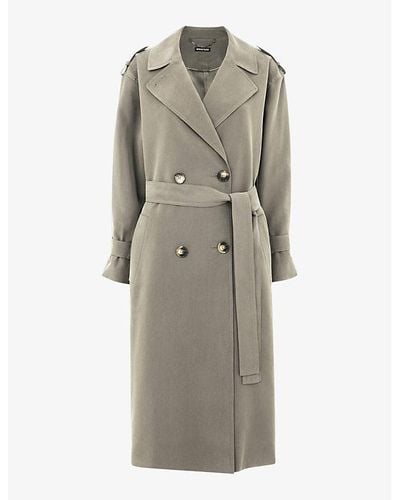 Whistles Riley Double-breasted Woven Trench Coat - Gray