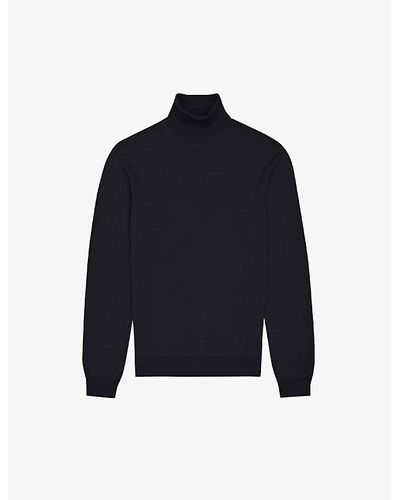 Reiss Caine Roll-neck Wool Sweater X - Blue