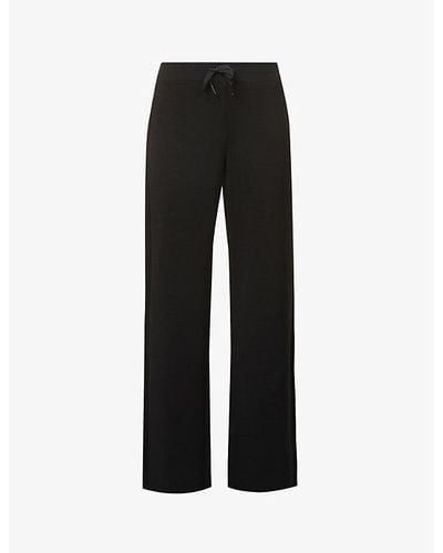 Spanx Airluxe Wide-leg Mid-rise Stretch-jersey Trouser - Black