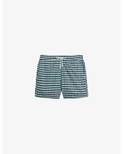 Ted Baker Addling Checked Recycled-polyester Swim Shorts - Blue