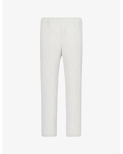 Homme Plissé Issey Miyake Basic Pleated Relaxed-fit Wide Knitted Pants - White