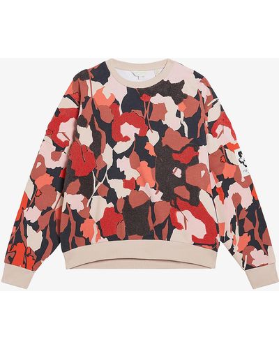Ted Baker Kcylie Floral-print Flocked Cotton-jersey Sweatshirt - Multicolour