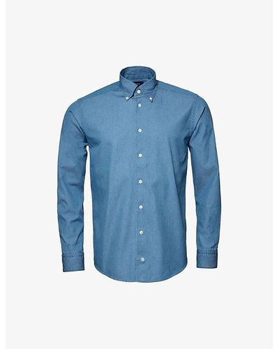 Eton Button-down Slim-fit Denim-twill Shirt - Blue