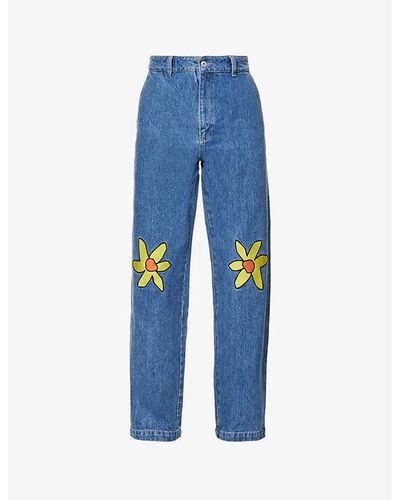 Axel Arigato Bloom Arcade Graphic-embroidered Straight-leg Mid-rise Jeans - Blue