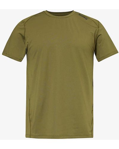Björn Borg Athletic Brand-print Stretch Recycled-polyester T-shirt - Green