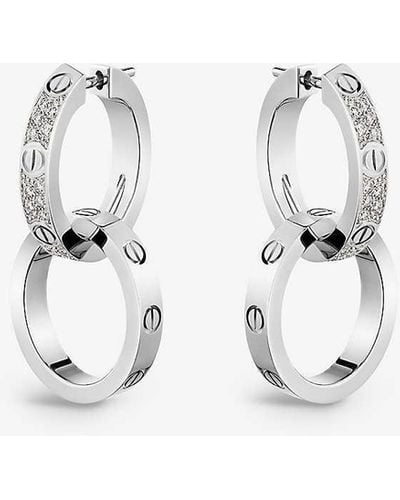 Cartier Love 18ct White-gold And 0.13ct Diamond Hoop Earrings