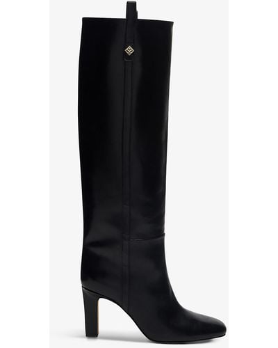 Sandro Jily Leather Heeled Boots - Black