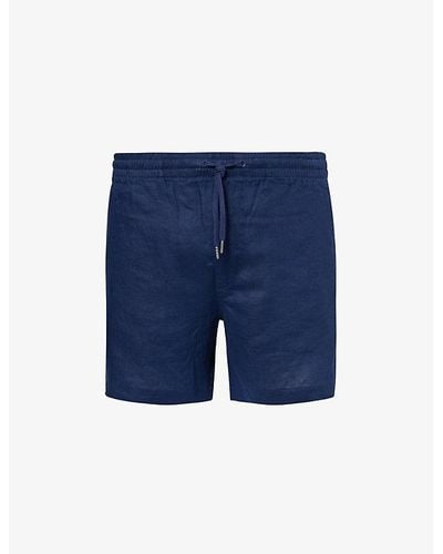 Polo Ralph Lauren Classic-fit Mid-rise Linen Shorts - Blue