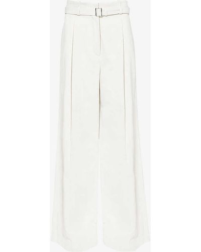 Proenza Schouler Dana Wide-leg Cotton And Linen-blend Trousers - White