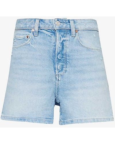 PAIGE Dani High-rise Denim-blend Shorts - Blue