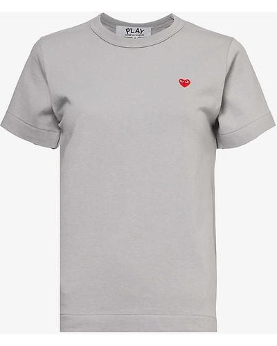 COMME DES GARÇONS PLAY Heart Logo-embroidered Cotton-jersey T-shirt - Grey