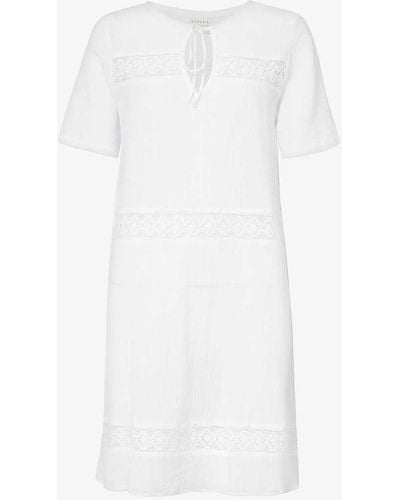 Aspiga Roxy V-neck Cotton Mini Dress - White