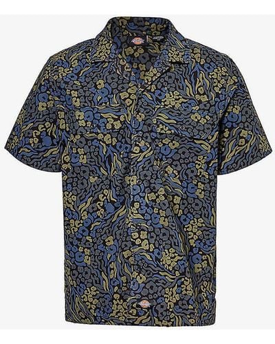Dickies Saltville Abstract-pattern Cotton Shirt Xx - Blue