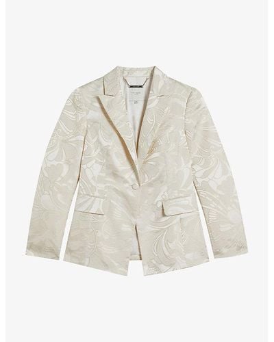 Ted Baker Tural Majia Single-breasted Graphic-jacquard Blazer - White