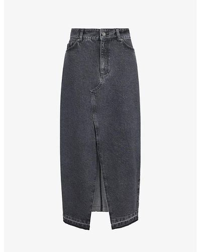 ALIGNE Hershy High-rise Frayed-hem Stretch-organic Denim Maxi Skirt - Blue