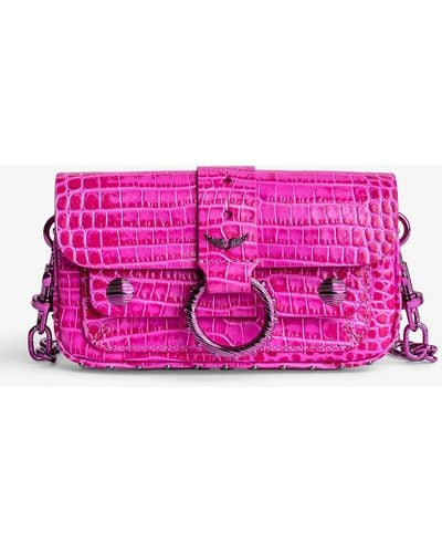 Zadig & Voltaire Kate Croc-embossed Leather Wallet Bag - Pink