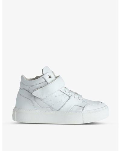 Zadig & Voltaire Flash Logo-embroidered Leather Mid-sole Sneakers - White