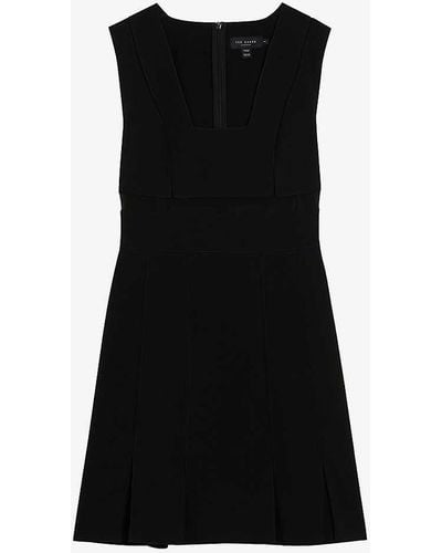 Ted Baker Ellinia Square-neck Panelled Woven Mini Dress - Black