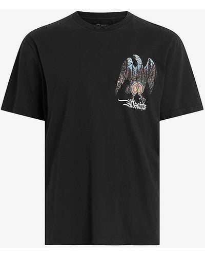 AllSaints Eagle Mountain Graphic-print Relaxed-fit Organic-cotton T-shirt - Black