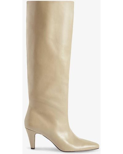 Claudie Pierlot Pointed-toe Leather Knee-high Boots - White