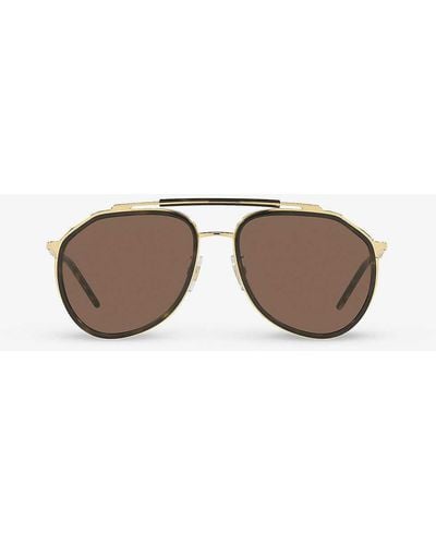Dolce & Gabbana Dg2277 Pilot-frame Metal Sunglasses - Metallic