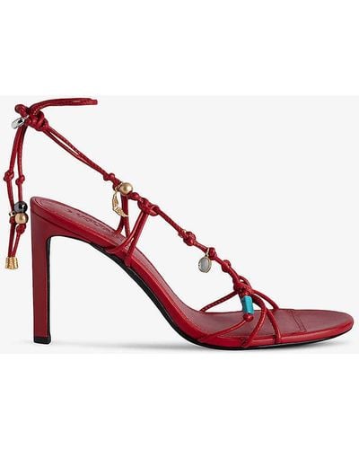 Zadig & Voltaire Alana Charm-embellished Heeled Leather Sandals - Pink