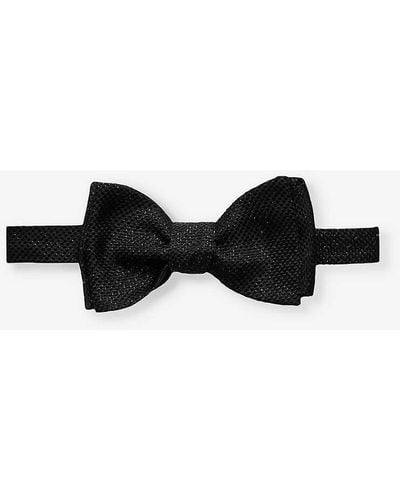 Eton Shimmer-effect Silk-blend Bow Tie - Black