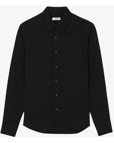 Sandro Relaxed-fit Pleated Woven Shirt - Black