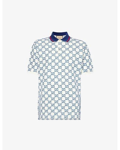 Gucci monogram-pattern Silk Shirt - Blue