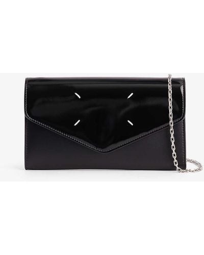 Maison Margiela Envelope Brand-stitch Leather Wallet-on-chain - Black