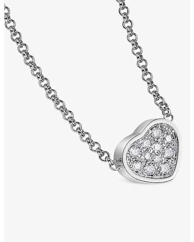 Chopard Happy Hearts 18ct White-gold And 0.12ct Brilliant-cut Diamond Pendant Necklace - Metallic