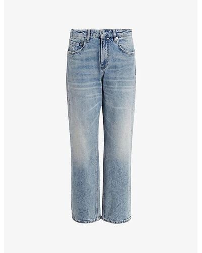 AllSaints Ida Straight-leg Mid-rise Stretch Organic-cotton Jeans - Blue