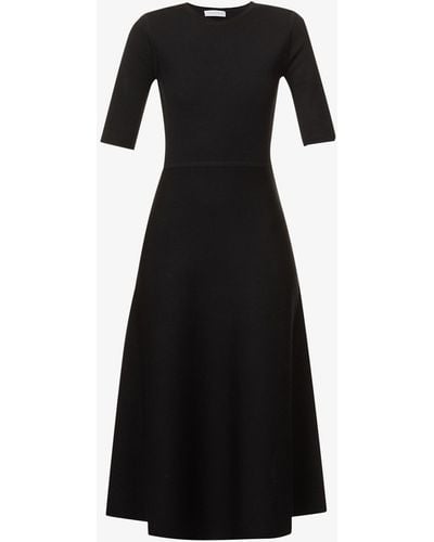 Gabriela Hearst Seymore Flared-hem Wool-blend Maxi Dress - Black